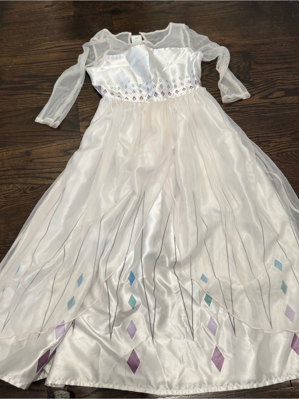 Disney White Princess Costume Dress with Pastel Diamond Accents